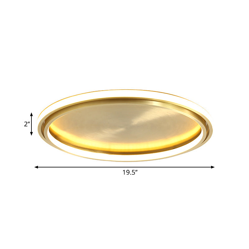 Modern Led Circle Flush Mount Ceiling Light In Gold - 16/19.5 Wide For Bedroom