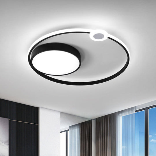 Contemporary Acrylic Flush Mount Ceiling Light - Black LED Fixture (16"/23.5" Width) - Warm/White Light