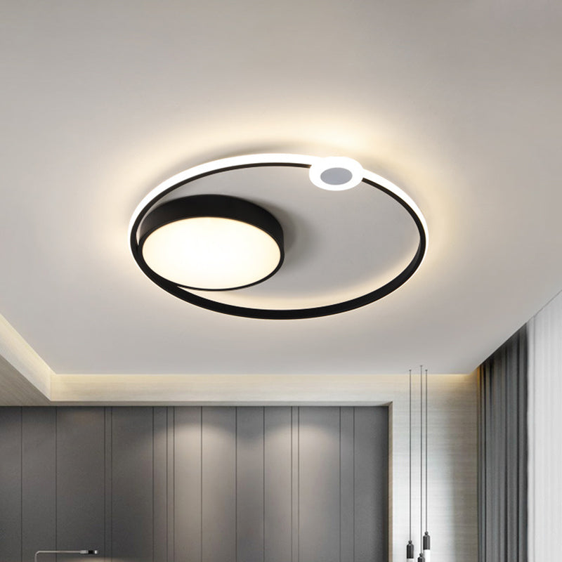 Contemporary Acrylic Flush Mount Ceiling Light - Black Led Fixture (16/23.5 Width) Warm/White