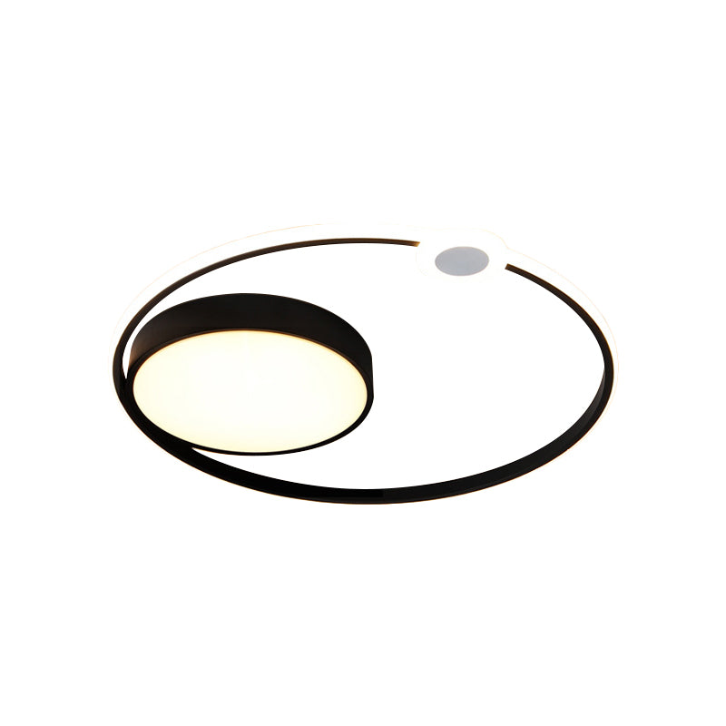 Contemporary Acrylic Flush Mount Ceiling Light - Black LED Fixture (16"/23.5" Width) - Warm/White Light