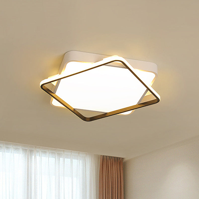 Modern Gold Led Flush Mount Ceiling Light Fixture In Warm/White - 18/23.5 Width Black-White / 18