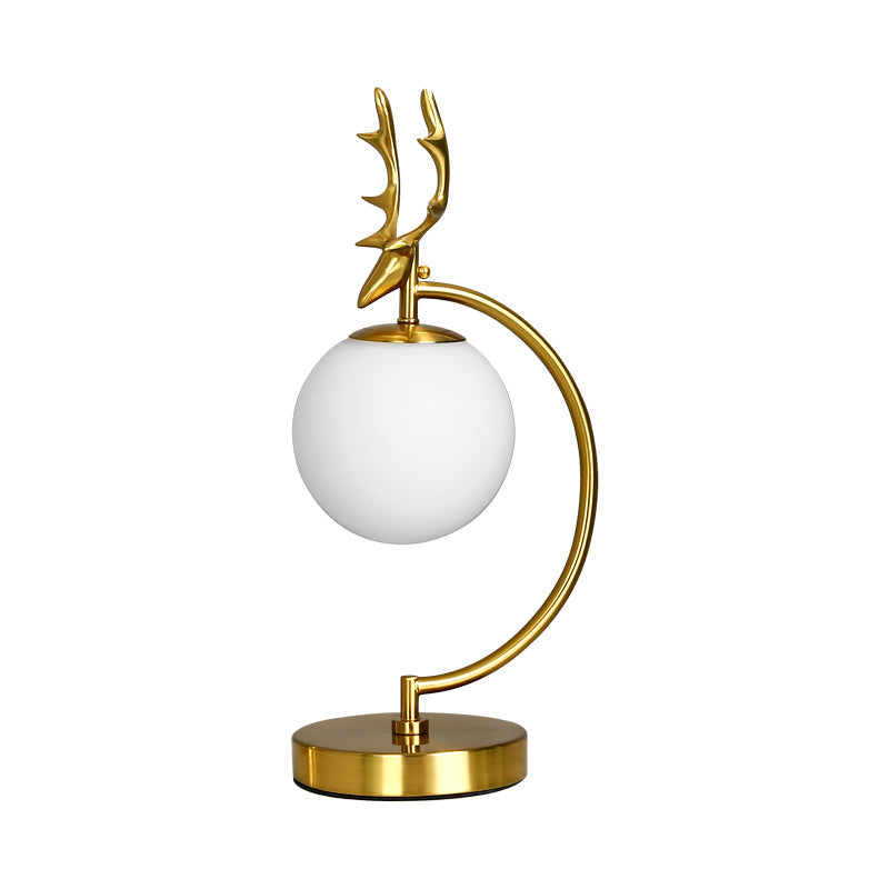 Cartoon White Glass Globe Reading Light With Deer Design - Perfect For Bedroom