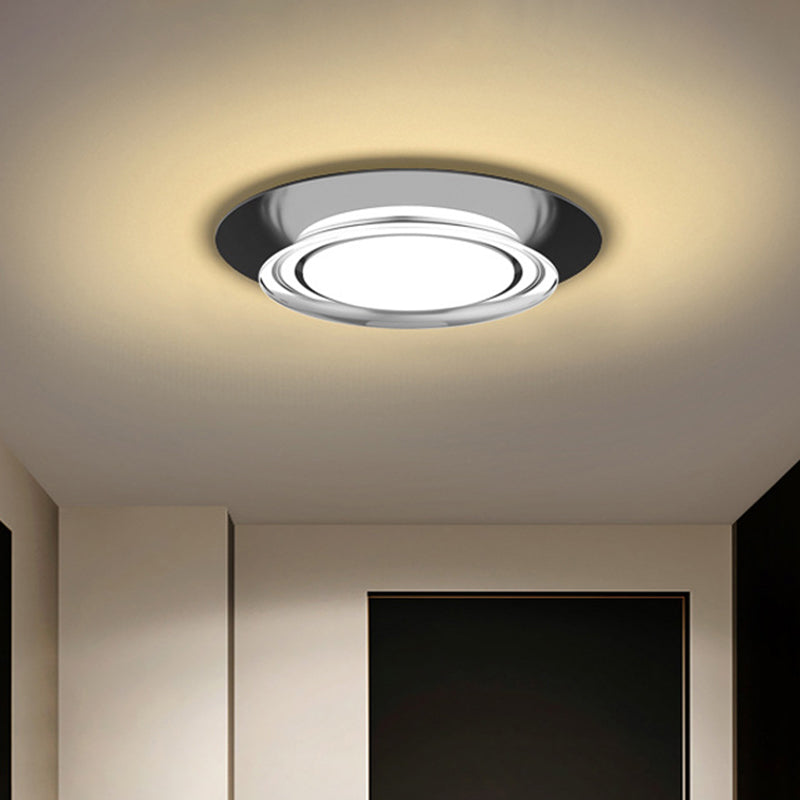 Black/Gold Led Metal Flush Mount Ceiling Light In Warm/White For Parlor