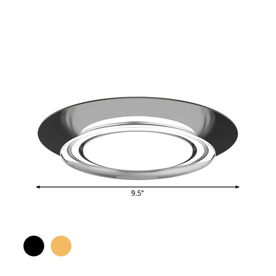 Black/Gold Led Metal Flush Mount Ceiling Light In Warm/White For Parlor