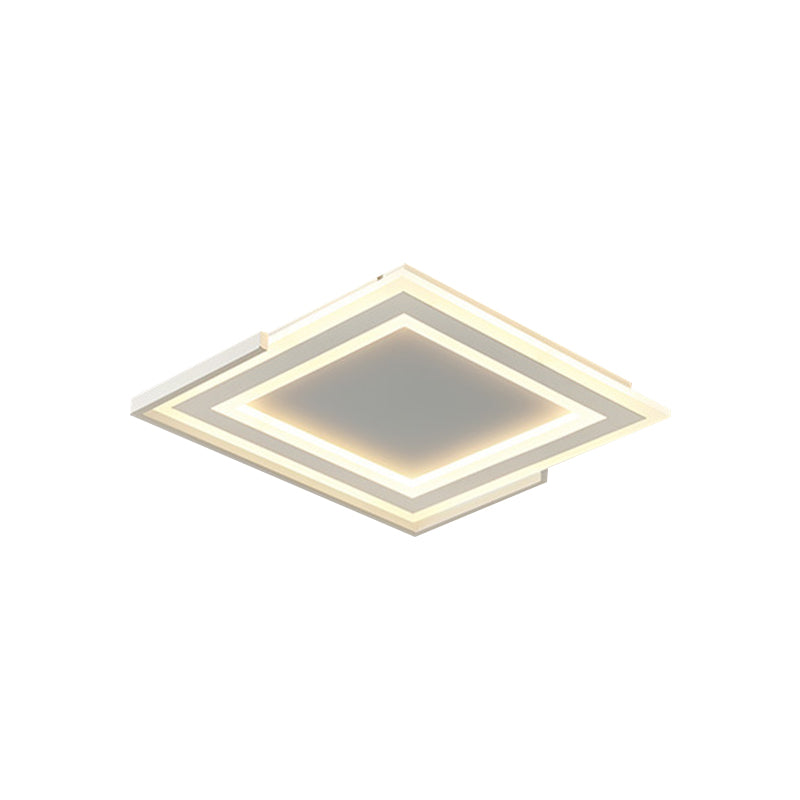 Contemporary Gold Flush Light Fixture For Bedroom - Led Ceiling Mounted With Square Acrylic Shade In