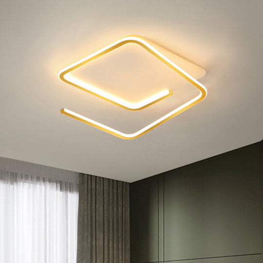 Geometric Flush Mount Lamp: Metallic Led Ceiling Light 16/19.5 Width Black/Gold Warm/White Gold / 16