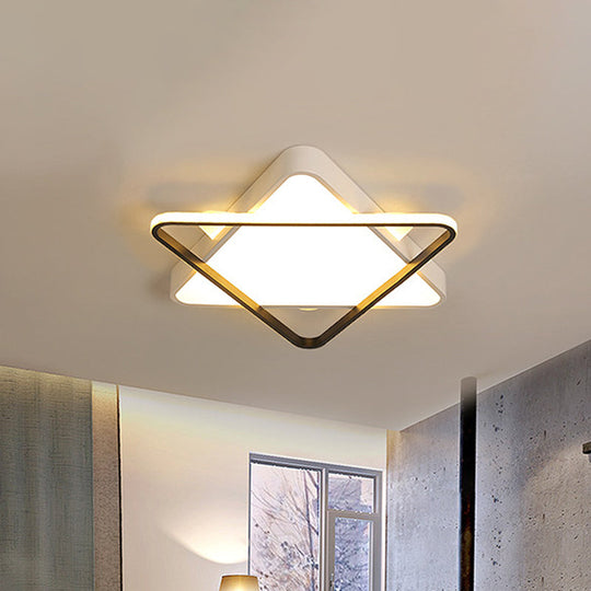 Modern Gold Led Bedroom Ceiling Light Fixture - Double Triangle Acrylic Shade Warm/White 18/23.5