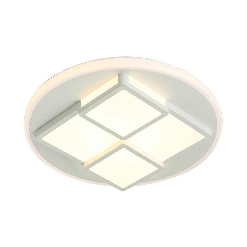 Nordic Pink/White Led Ceiling Light For Bedroom - Square Acrylic Flush Mount