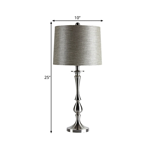 Antiqued Barrel Night Lamp With 1-Light For Bedroom Table In Elegant Black/Silver/Gold