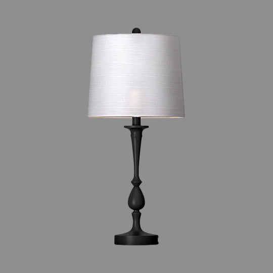 Antiqued Barrel Night Lamp With 1-Light For Bedroom Table In Elegant Black/Silver/Gold