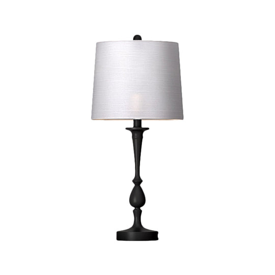 Antiqued Barrel Night Lamp With 1-Light For Bedroom Table In Elegant Black/Silver/Gold