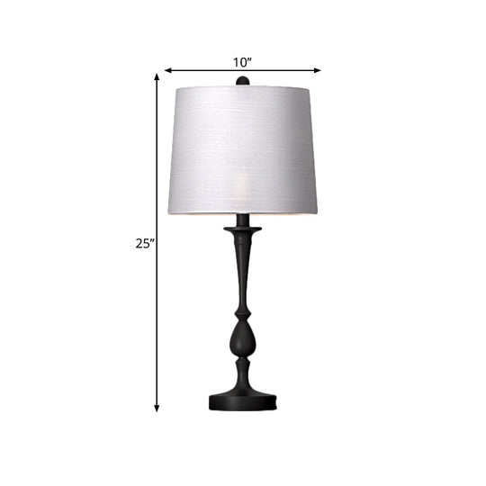 Antiqued Barrel Night Lamp With 1-Light For Bedroom Table In Elegant Black/Silver/Gold