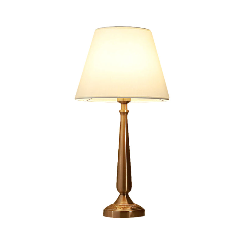 Traditional Bedside Desk Light With Floral/Conical Design Single Head Gold Night Table Lamp