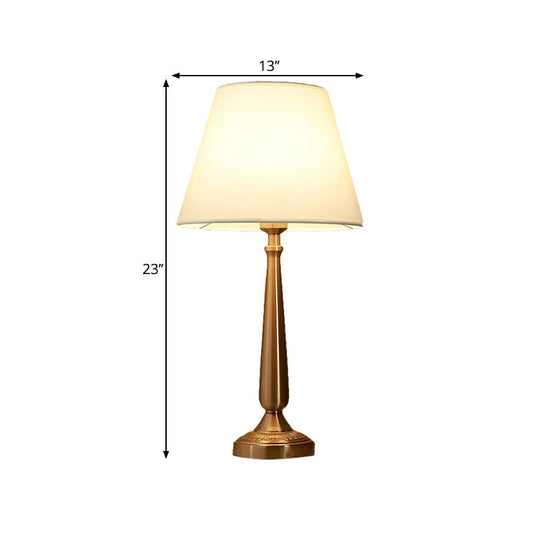 Traditional Bedside Desk Light With Floral/Conical Design Single Head Gold Night Table Lamp