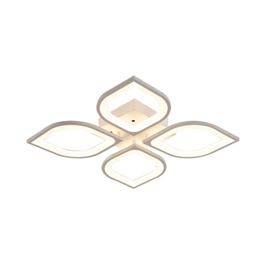 Led Flush Mount Ceiling Light With Leaf Acrylic Shade - White/Warm/Natural Lighting Fixture For