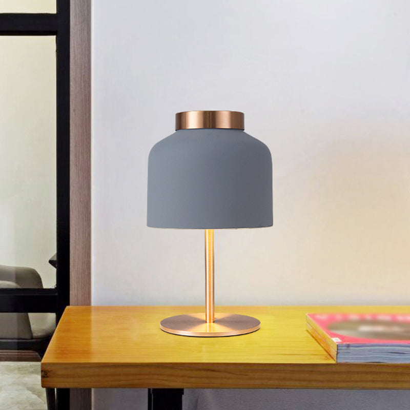 Dome Metallic Desk Light - Minimalist 1-Head Nightstand Lamp In Pink/Blue With Adjustable Design