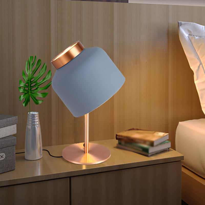 Dome Metallic Desk Light - Minimalist 1-Head Nightstand Lamp In Pink/Blue With Adjustable Design