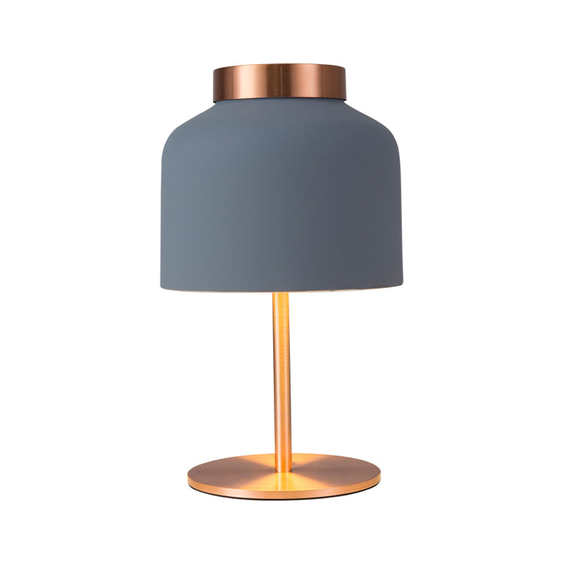 Dome Metallic Desk Light - Minimalist 1-Head Nightstand Lamp In Pink/Blue With Adjustable Design