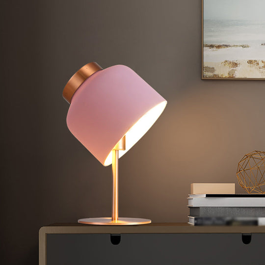 Dome Metallic Desk Light - Minimalist 1-Head Nightstand Lamp In Pink/Blue With Adjustable Design