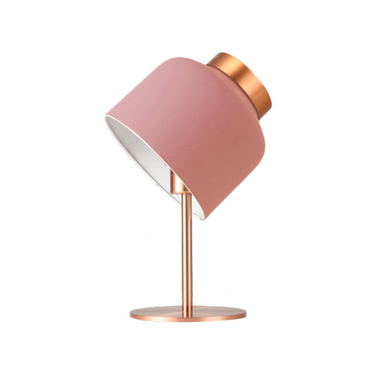 Dome Metallic Desk Light - Minimalist 1-Head Nightstand Lamp In Pink/Blue With Adjustable Design