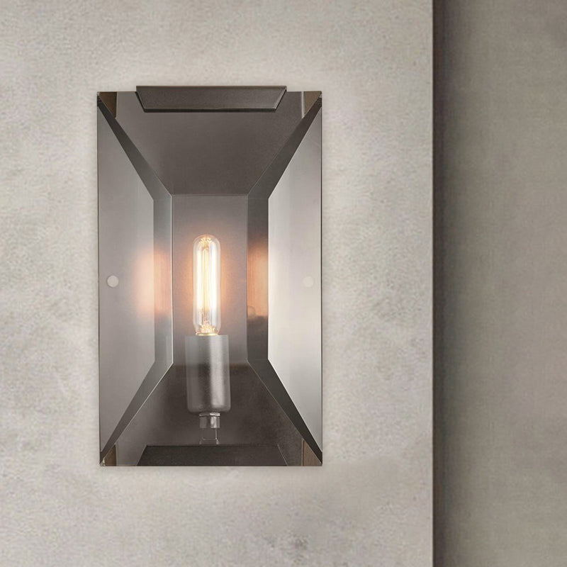 Modern Crystal Sconce Light: Black Wall Mounted Fixture For Corridors - 1 Head Rectangle Shape