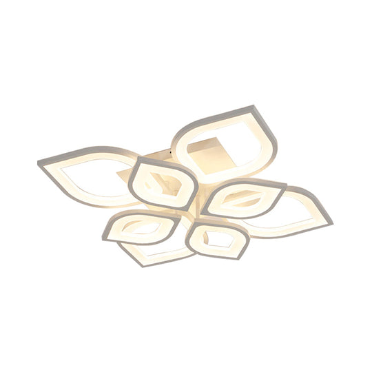 Led Flush Mount Ceiling Light With Leaf Acrylic Shade - White/Warm/Natural Lighting Fixture For