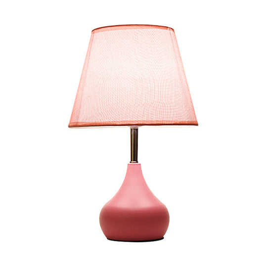 Modern Conical Table Lamp With Vase Base In Pink/White/Yellow - Ideal For Study Room