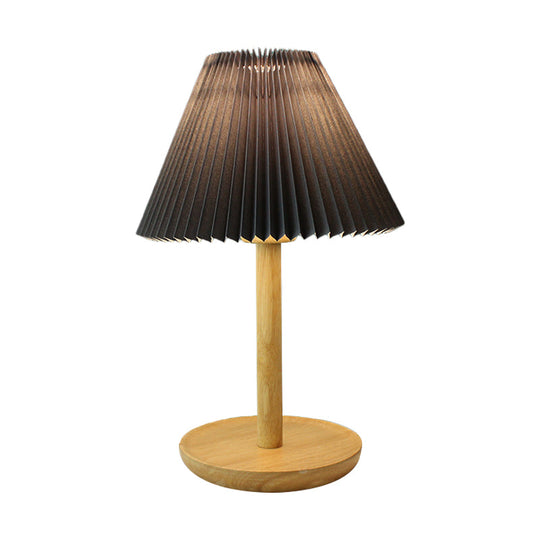 Francine - Folded Study Table Lamp with Wood Base - Grey/White/Dark Gray