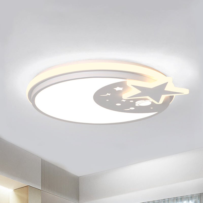 Cartoon LED Acrylic Flush Mount Light with Star Decor in White/Pink/Blue