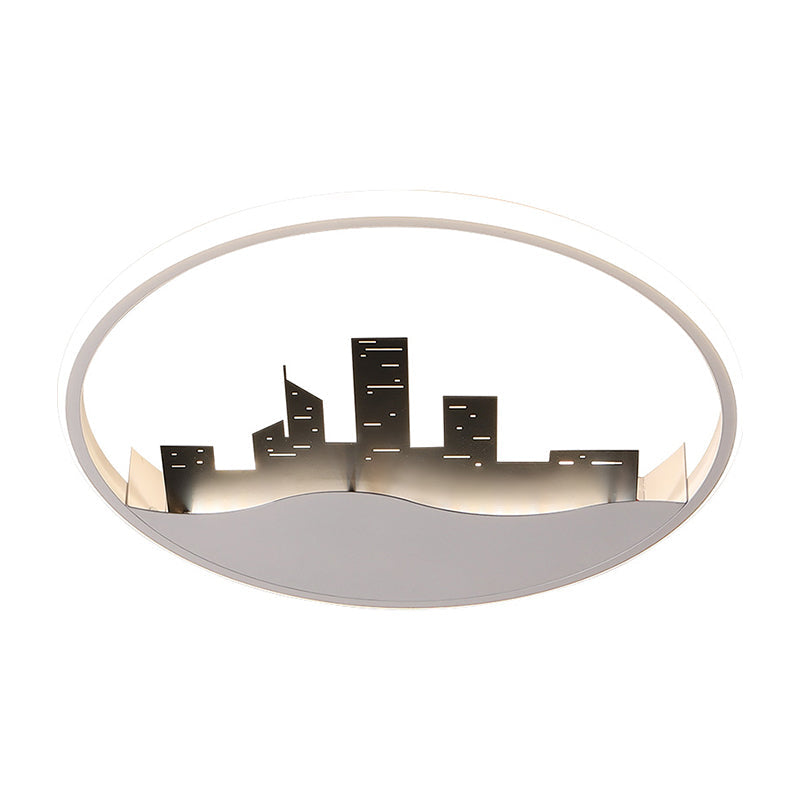 Luminaire encastré rond à LED en acrylique blanc moderne avec éclairage chaud/blanc