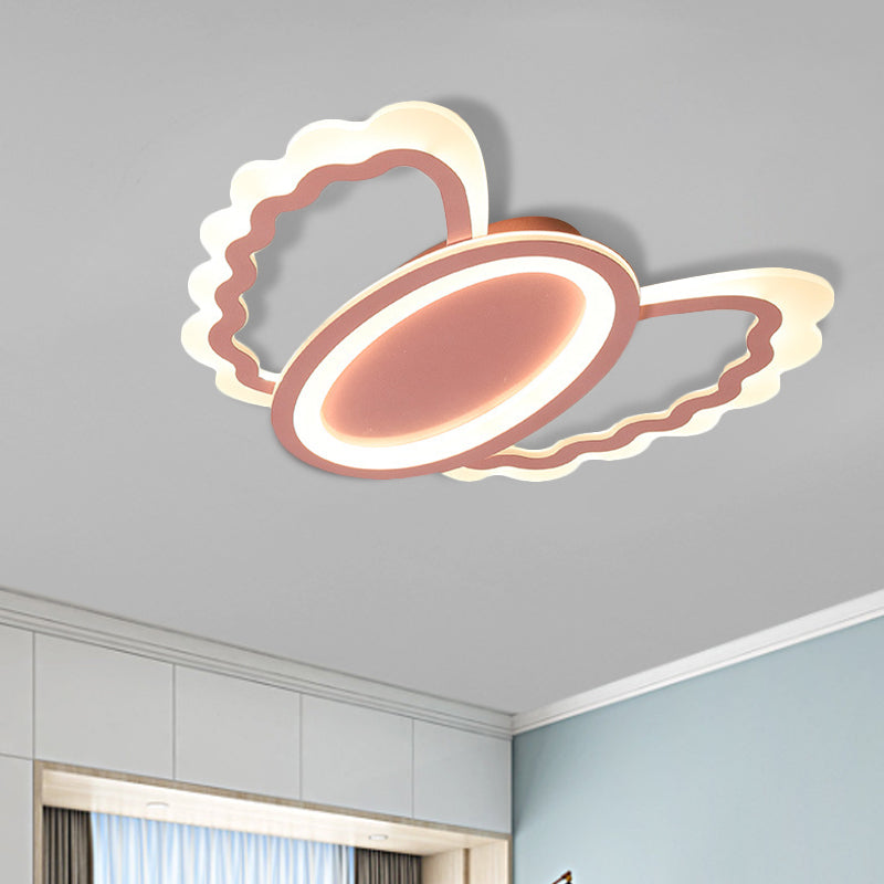 Pink Acrylic Kids' LED Flush Mount Lamp: Oval Shell Flush Light Fixture for Girls Room