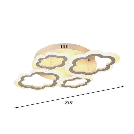 Luminaire encastré de dessin animé : luminaire de salon en forme de nuage avec panneaux en acrylique, blanc, 4/8 lumières