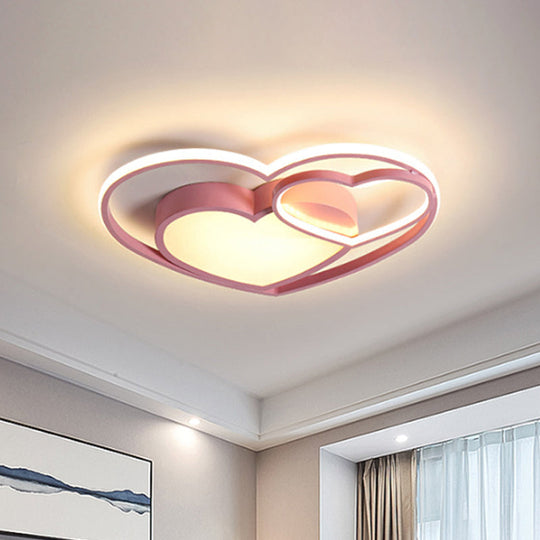 Plafonnier LED blanc/rose nordique : plafonnier en acrylique en forme de cœur aimanté pour chambre à coucher