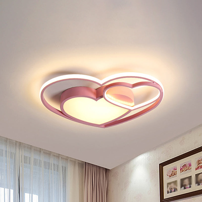 Plafonnier LED blanc/rose nordique : plafonnier en acrylique en forme de cœur aimanté pour chambre à coucher