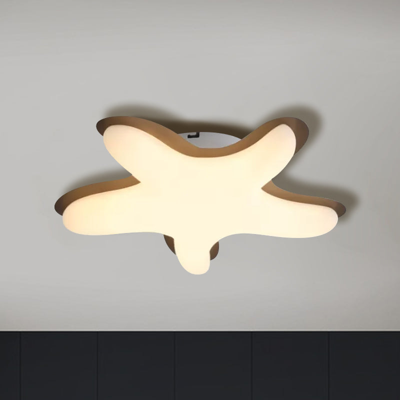 Starfish Flush Ceiling Light: Acrylic LED Fixture for Bedrooms, White/Pink/Yellow