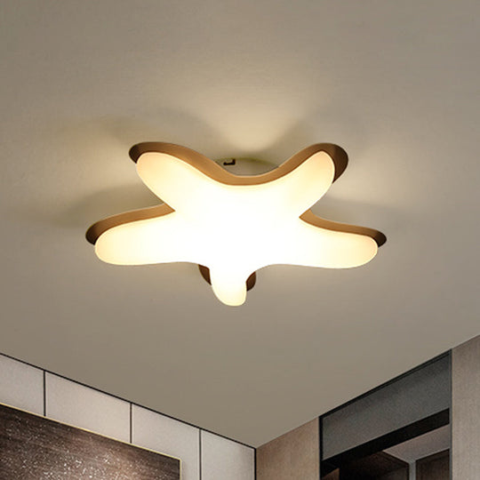 Starfish Flush Ceiling Light: Acrylic LED Fixture for Bedrooms, White/Pink/Yellow