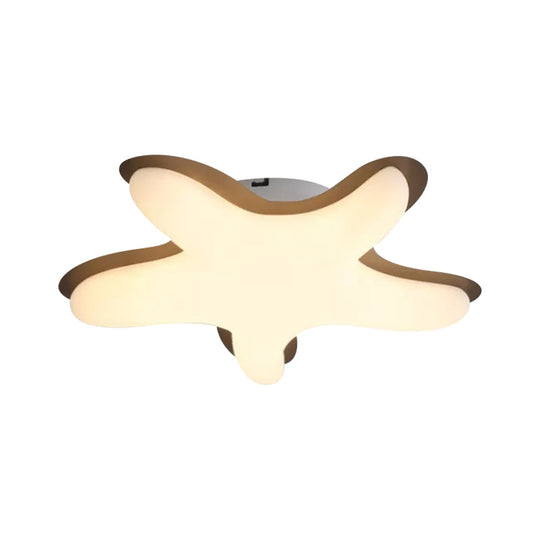 Starfish Flush Ceiling Light: Acrylic LED Fixture for Bedrooms, White/Pink/Yellow