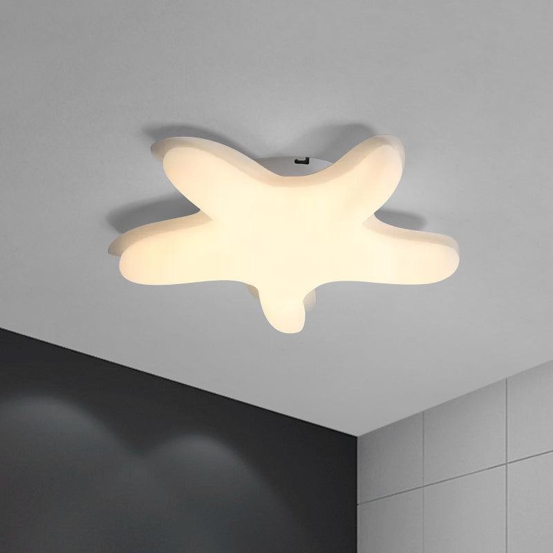 Starfish Flush Ceiling Light: Acrylic LED Fixture for Bedrooms, White/Pink/Yellow