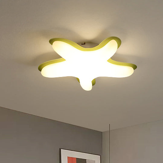 Starfish Flush Ceiling Light: Acrylic LED Fixture for Bedrooms, White/Pink/Yellow