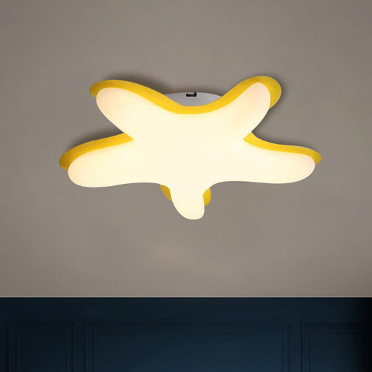 Starfish Flush Ceiling Light: Acrylic LED Fixture for Bedrooms, White/Pink/Yellow