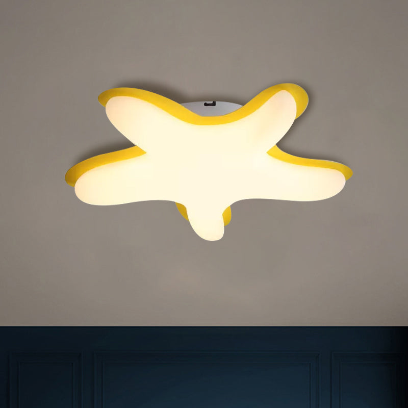 Starfish Flush Ceiling Light: Acrylic Led Fixture For Bedrooms White/Pink/Yellow