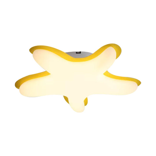 Starfish Flush Ceiling Light: Acrylic LED Fixture for Bedrooms, White/Pink/Yellow