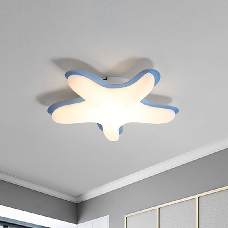 Starfish Flush Ceiling Light: Acrylic Led Fixture For Bedrooms White/Pink/Yellow Blue