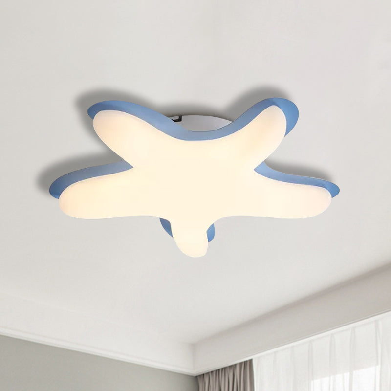 Starfish Flush Ceiling Light: Acrylic LED Fixture for Bedrooms, White/Pink/Yellow