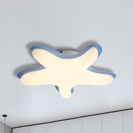 Starfish Flush Ceiling Light: Acrylic LED Fixture for Bedrooms, White/Pink/Yellow