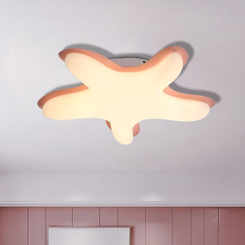 Starfish Flush Ceiling Light: Acrylic LED Fixture for Bedrooms, White/Pink/Yellow