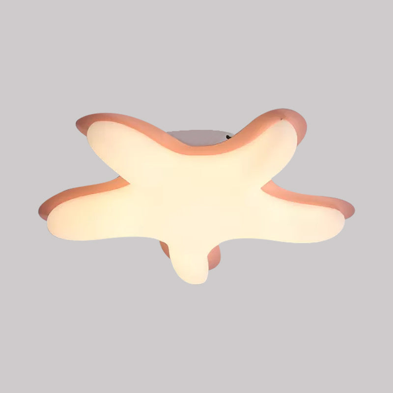 Starfish Flush Ceiling Light: Acrylic LED Fixture for Bedrooms, White/Pink/Yellow