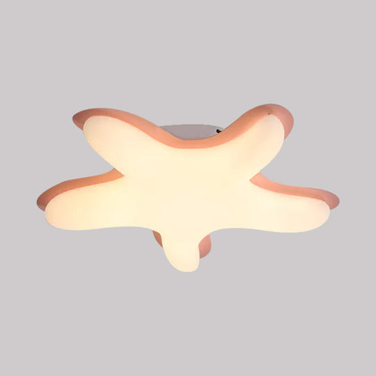 Starfish Flush Ceiling Light: Acrylic Led Fixture For Bedrooms White/Pink/Yellow