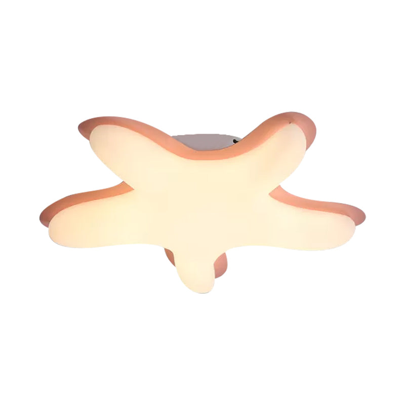 Starfish Flush Ceiling Light: Acrylic Led Fixture For Bedrooms White/Pink/Yellow