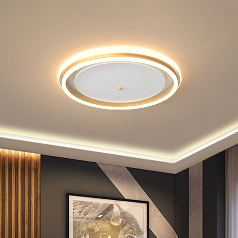 Metal Round Flush Ceiling Light - Simple Gold/Coffee LED Flush Mount Lamp - 16.5"/20.5" Width - Warm/White Light - Perfect for Balcony